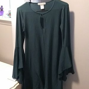 Teal bell sleeved dress